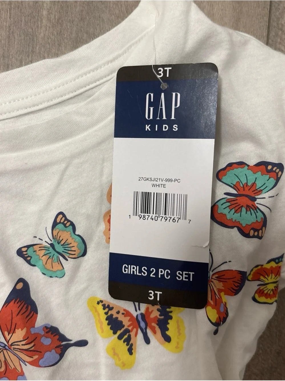 GAP White Girls Butterfly Tee and Skirt Set